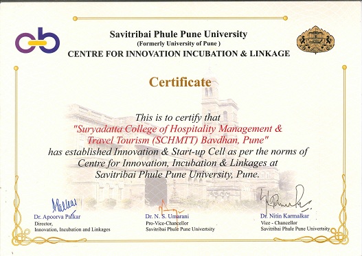 Certificate of Centre for Innovation Incubation & Linkage