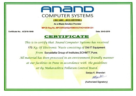 Certificate of E-Waste Management