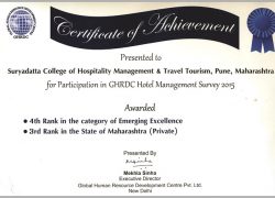 Certificate of achievement in GHRD Ranking 2015