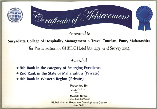 Certificate of Achievement in GHRD Ranking 2014